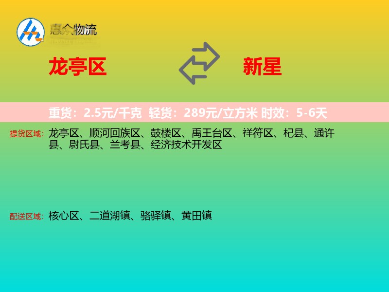 龙亭区到新星物流专线