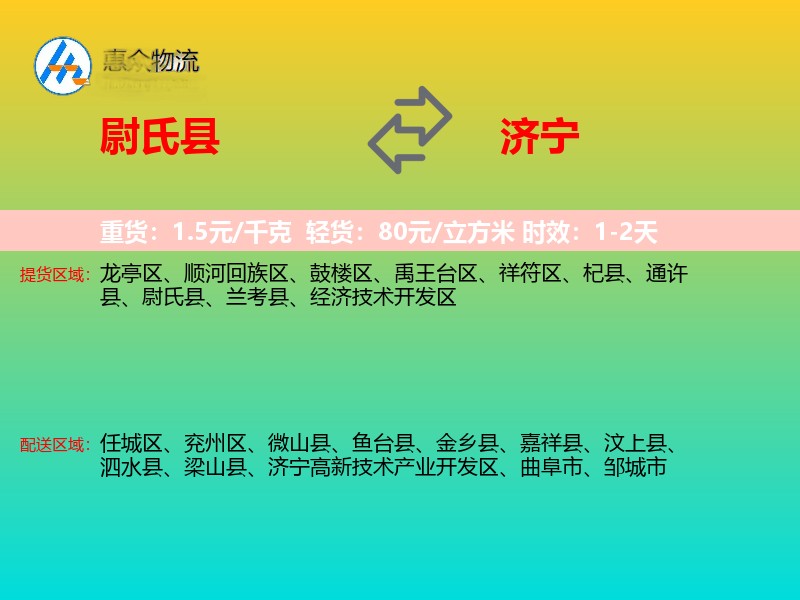尉氏县到济宁物流专线