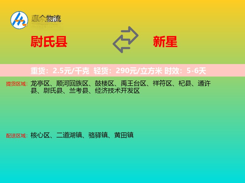 尉氏县到新星物流专线