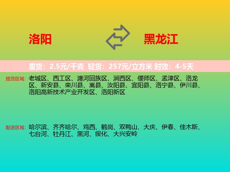 洛阳到黑龙江长途搬家