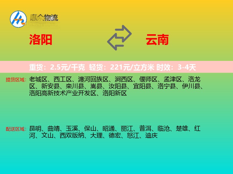洛阳到云南长途搬家