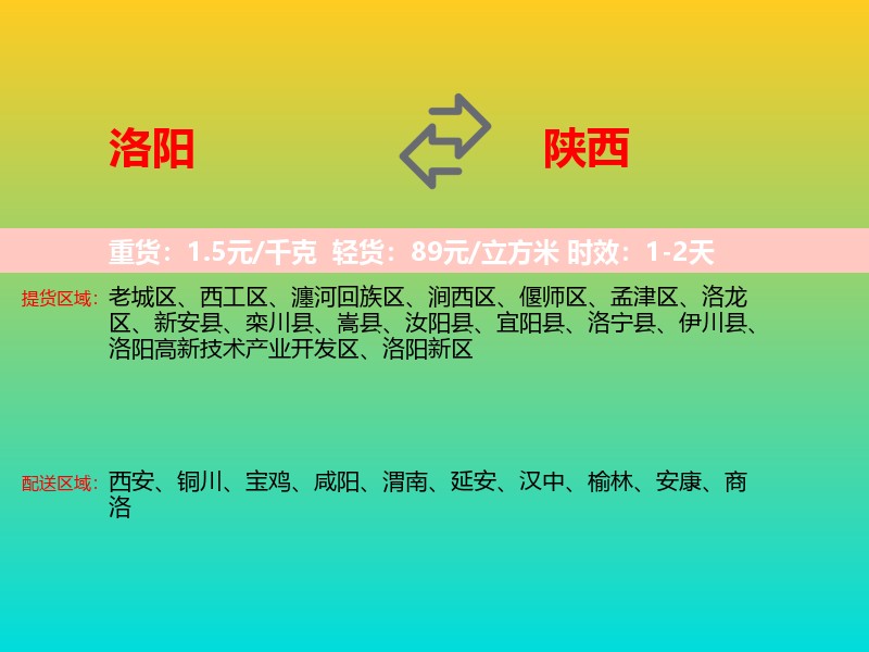 洛阳到陕西长途搬家
