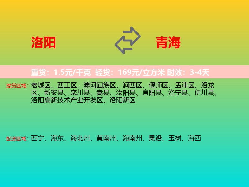 洛阳到青海长途搬家