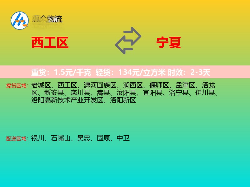 西工区到宁夏长途搬家