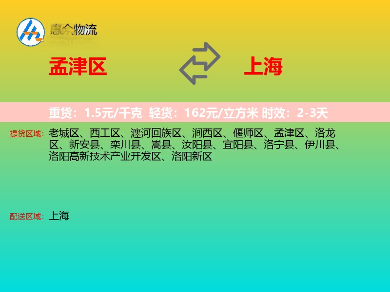 孟津区到上海长途搬家