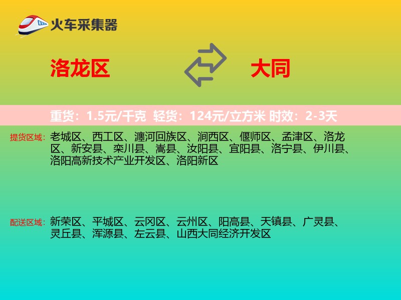 洛龙区到大同物流专线
