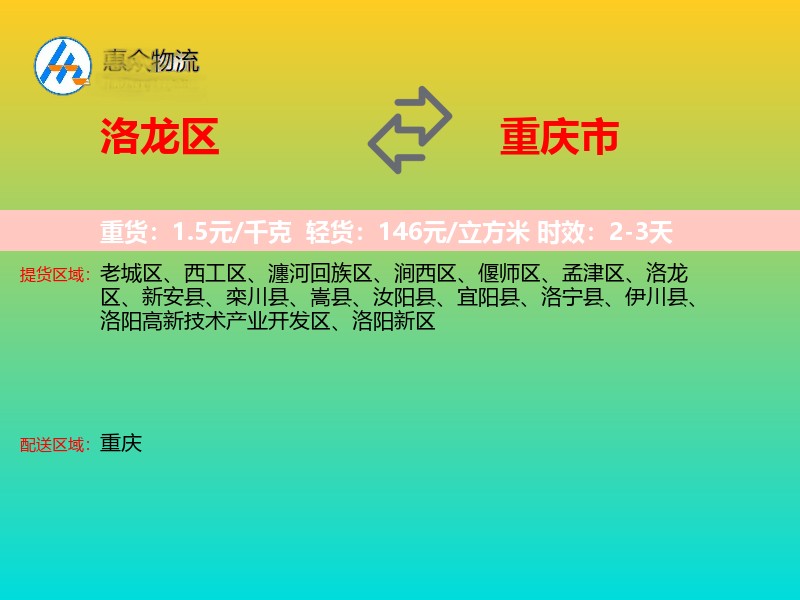 洛龙区到重庆市长途搬家