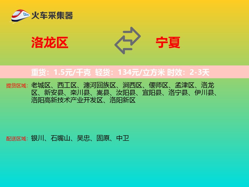 洛龙区到宁夏物流专线
