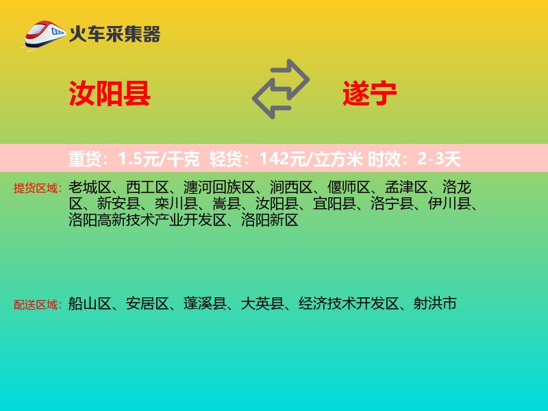 汝阳县到遂宁物流专线