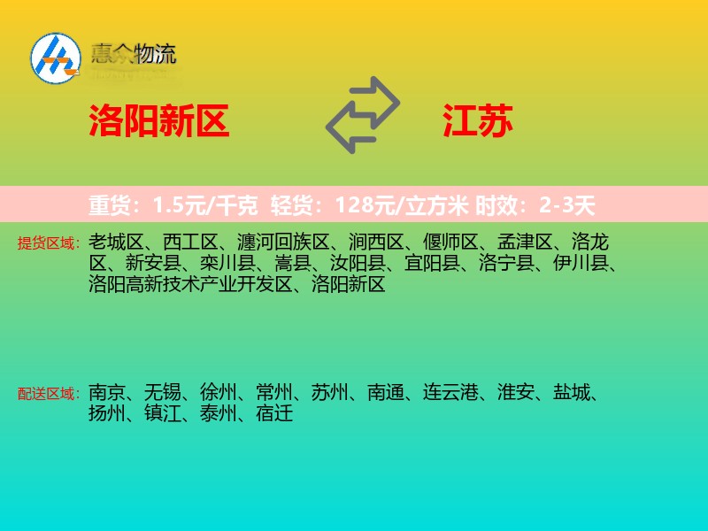洛阳新区到江苏物流专线