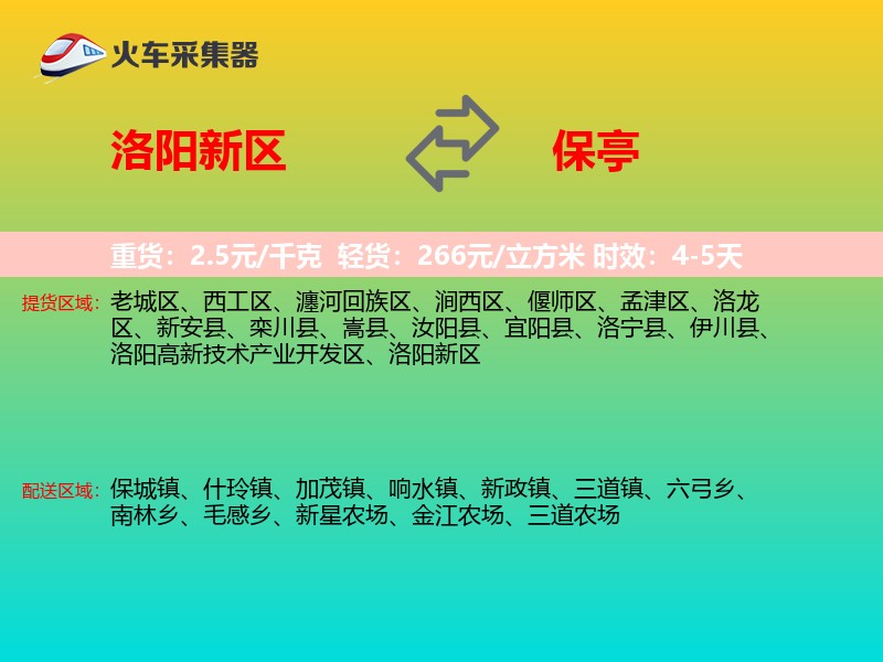 洛阳新区到保亭物流专线