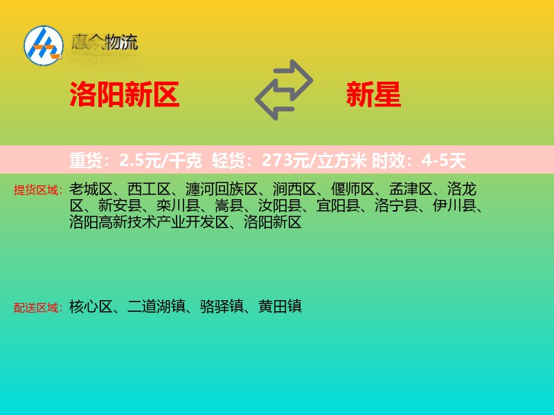 洛阳新区到新星物流专线