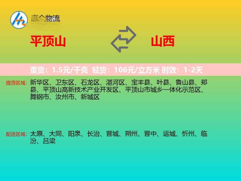 平顶山到山西物流专线