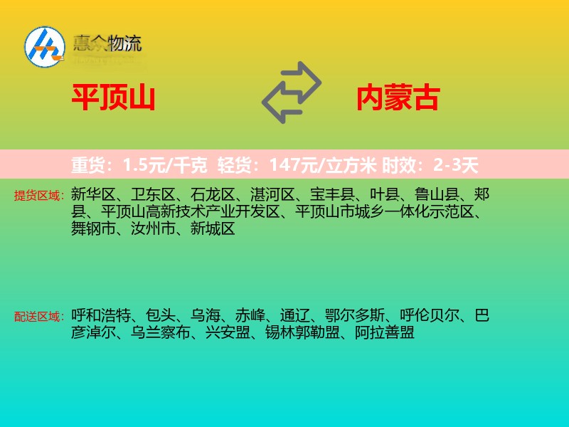 平顶山到内蒙古轿车托运