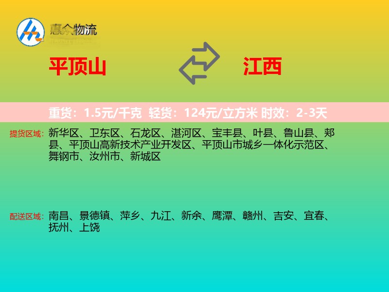 平顶山到江西物流专线