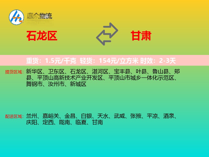 石龙区到甘肃长途搬家