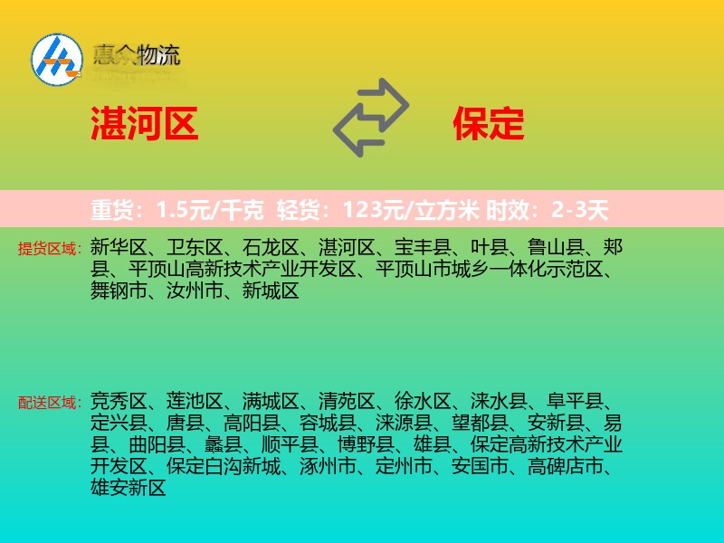 湛河区到保定物流专线
