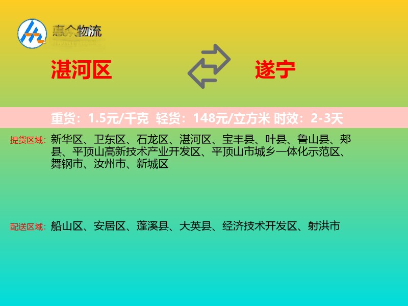 湛河区到遂宁物流专线