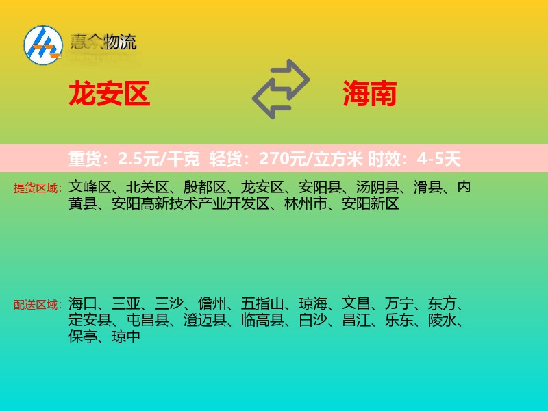 龙安区到海南长途搬家