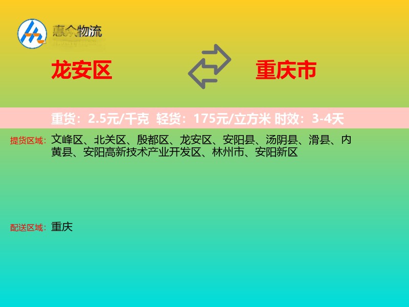 龙安区到重庆市物流专线