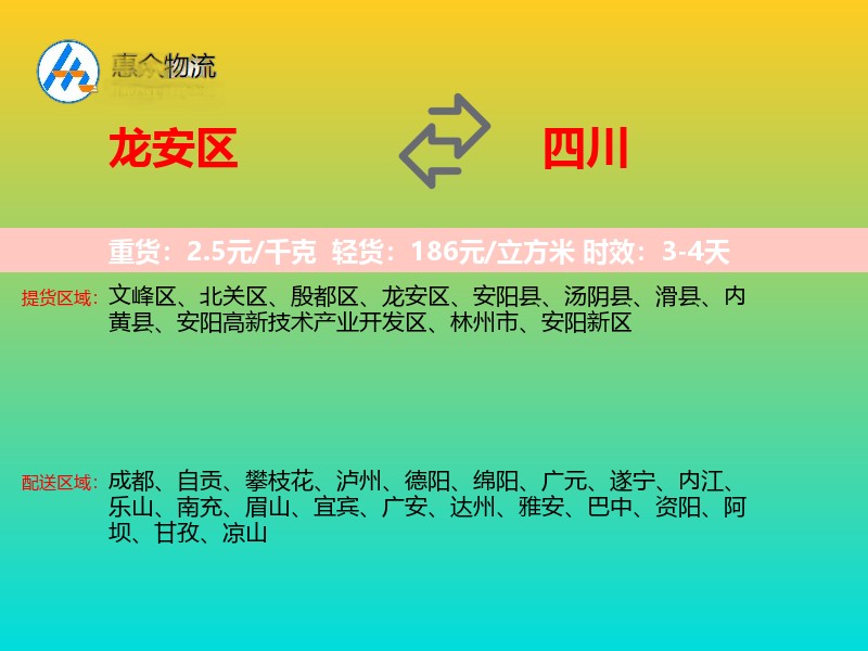龙安区到四川物流专线