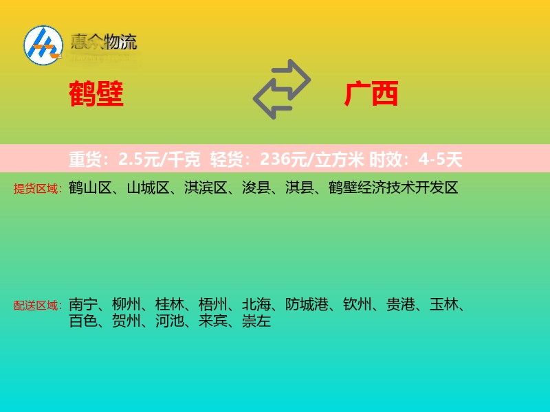 鹤壁到广西物流专线