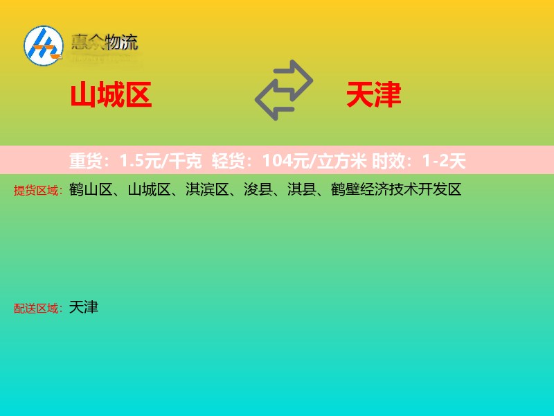 山城区到天津物流专线