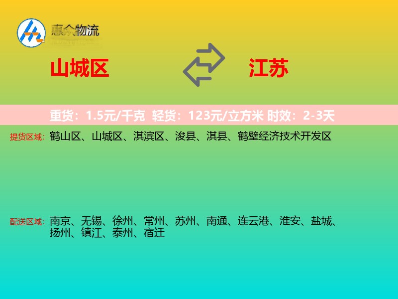 山城区到江苏长途搬家