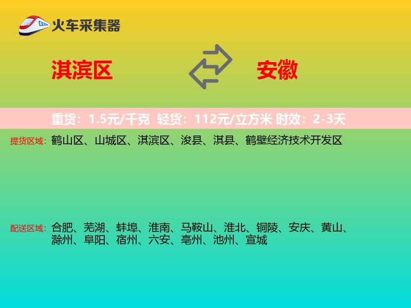 淇滨区到安徽物流专线