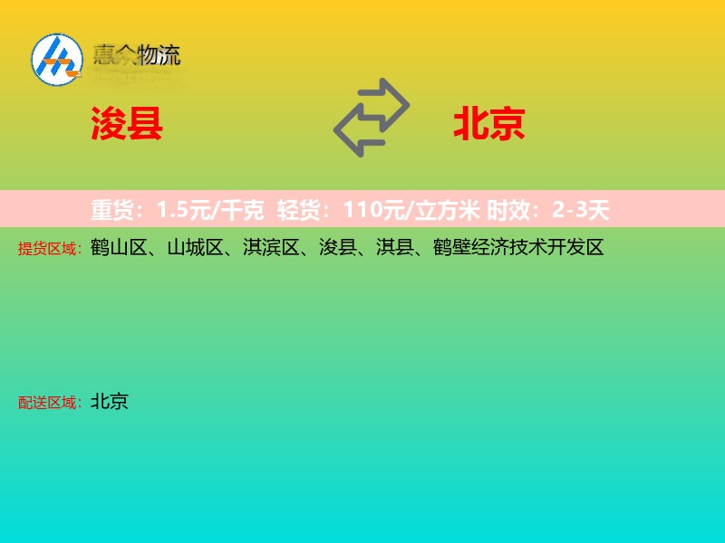 浚县到北京物流专线