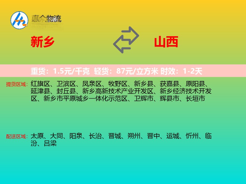新乡到山西物流专线