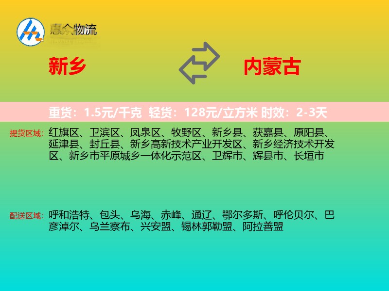 新乡到内蒙古轿车托运