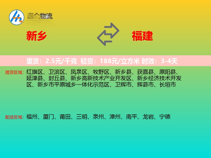 新乡到福建长途搬家