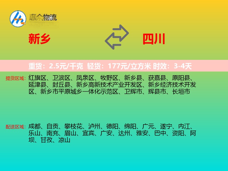 新乡到四川长途搬家