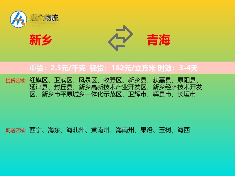 新乡到青海物流专线