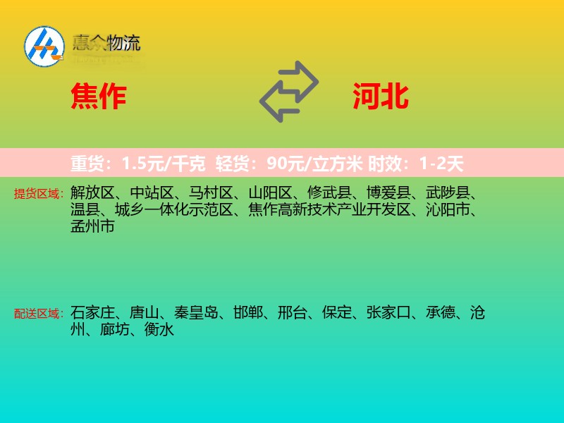 焦作到河北物流专线