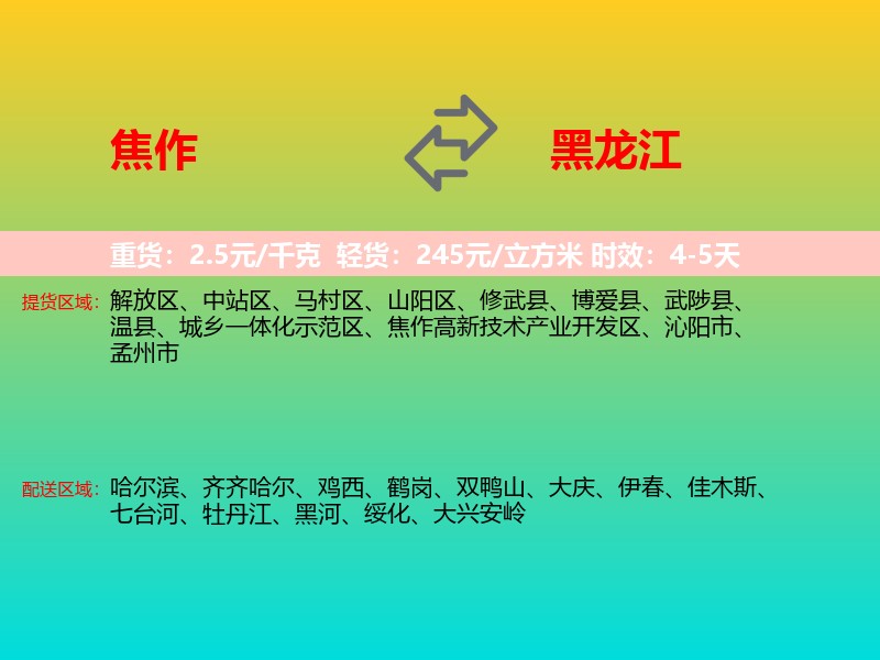 焦作到黑龙江长途搬家