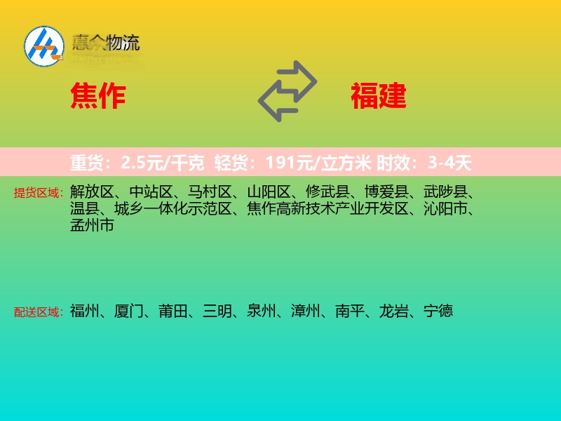 焦作到福建长途搬家