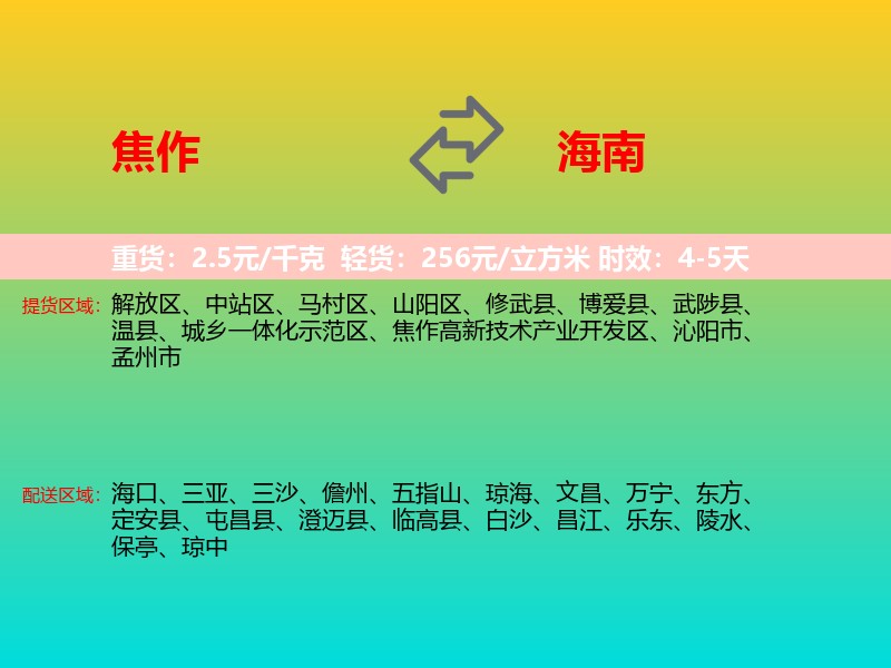 焦作到海南长途搬家