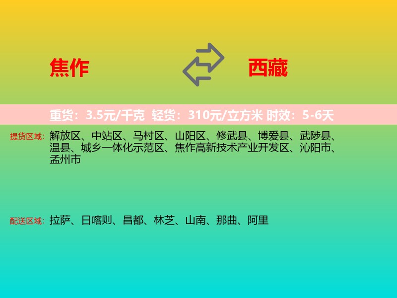 焦作到西藏长途搬家