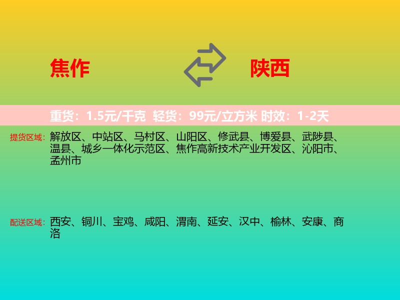 焦作到陕西长途搬家