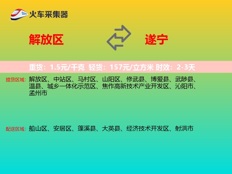 解放区到遂宁物流专线
