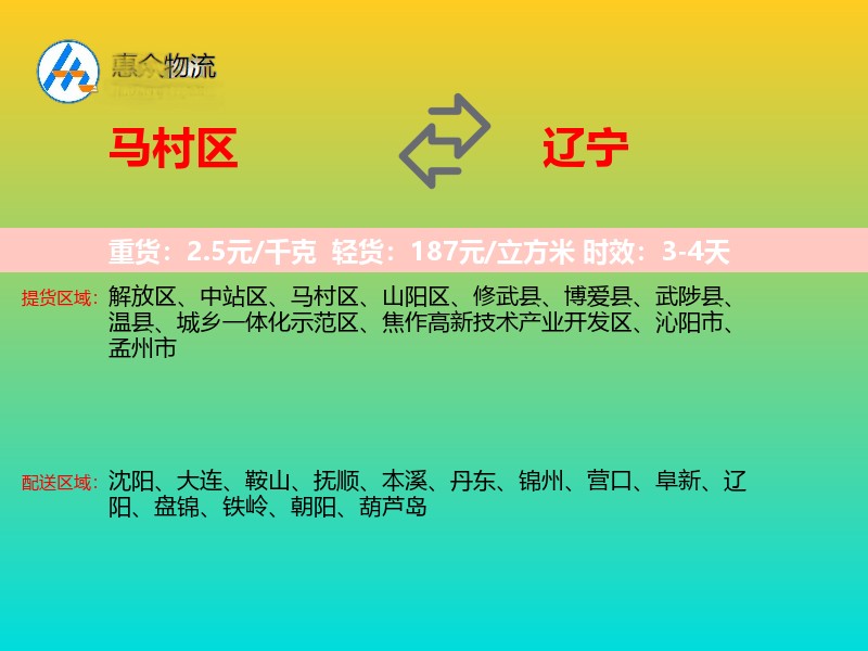 马村区到辽宁长途搬家