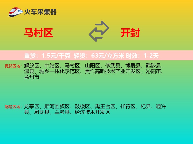 马村区到开封物流专线