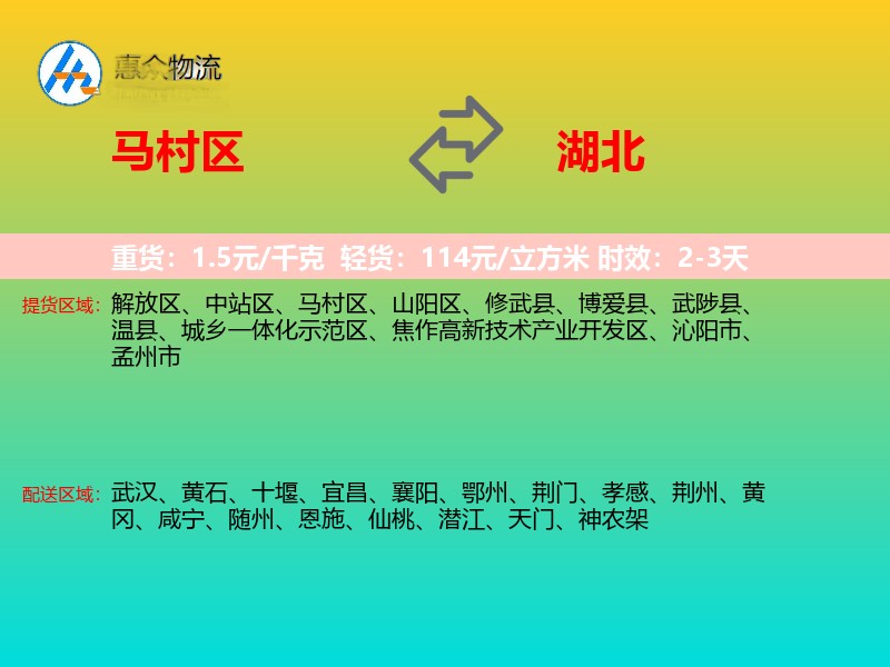 马村区到湖北长途搬家