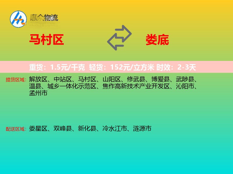 马村区到娄底物流专线