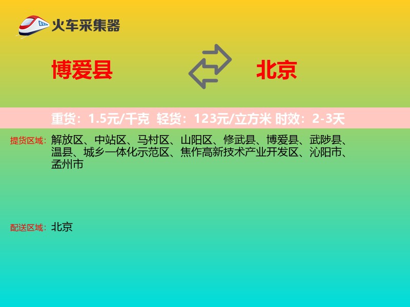 博爱县到北京物流专线