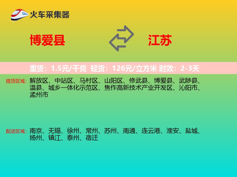 博爱县到江苏物流专线