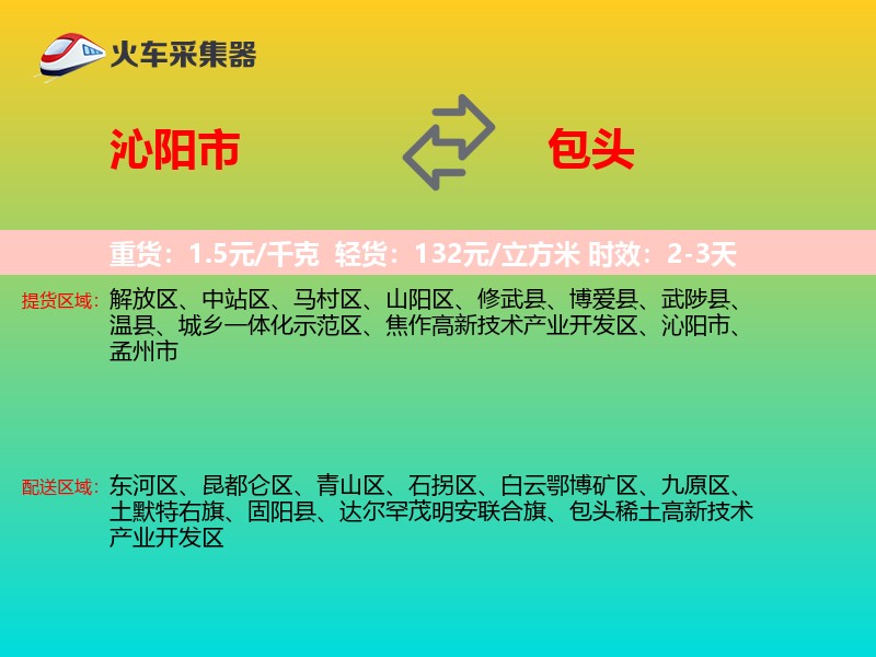 沁阳市到包头物流专线