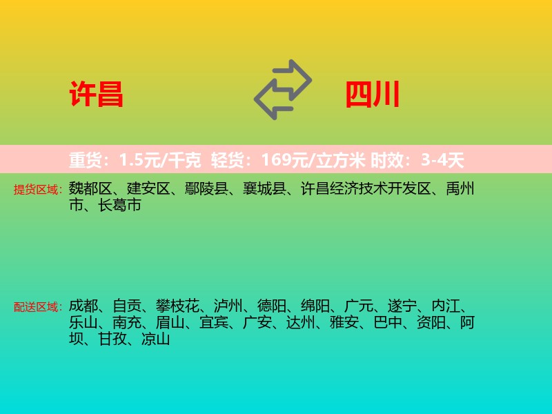 许昌到四川长途搬家
